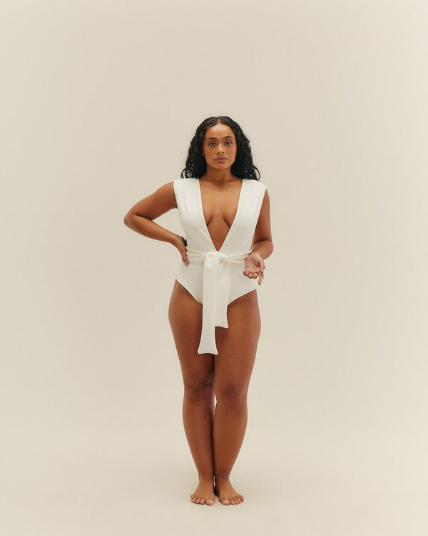 CREPE V SWIMSUIT OFF-WHITE